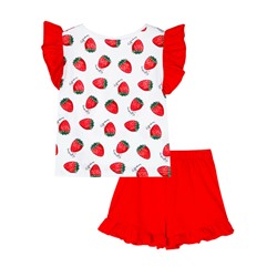 Комплект трикотажный для девочек: фуфайка (футболка), юбка-шорты