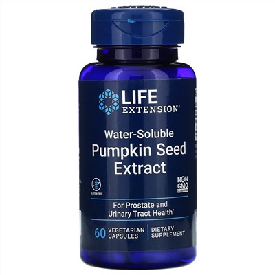 Life Extension, водорастворимый экстракт семян тыквы, 60 вегетарианских капсул