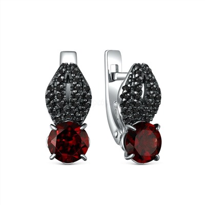 Кольцо из серебра с натуральным гранатом и натуральной шпинелью родированное 925 пробы 1-534рч40416