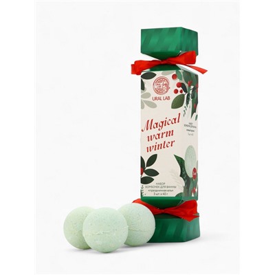 Бомбочки для ванны Magical warm winter, набор 3 шт. × 40 г, праздничная ель, URAL LAB