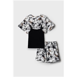 Комплект трикотажный для девочек: фуфайка (футболка), топ, шорты PLAYTODAY, 1240137