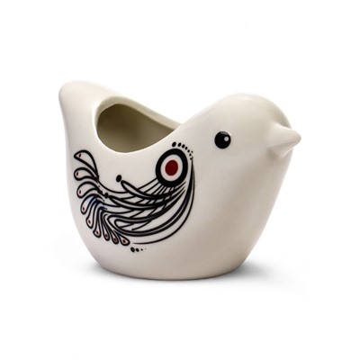 Декоративное кашпо для цветов «Птица», 250 мл, 10×7×16 см, керамическое, белое, Greengo