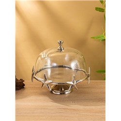 Тортовница со стеклянной крышкой «Звёзды», 21×21×23 см, алюминий