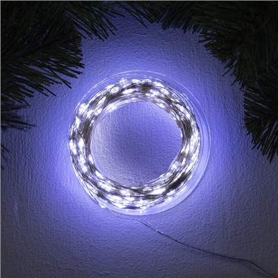 УЦЕНКА Гирлянда «Нить», 50 м, IP44, 500 LED, 31 В, 8 режимов, серебристая нить, свечение белое