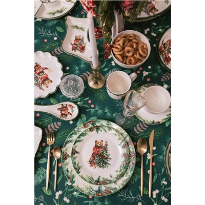 Подставка под ложку новогодняя Доляна «Сказки зимнего леса», 22.3×7.1×2.7 см, доломит, белая