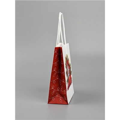 Пакет бумажный подарочный новогодний крафт «Время чудес» 16×12×6 см