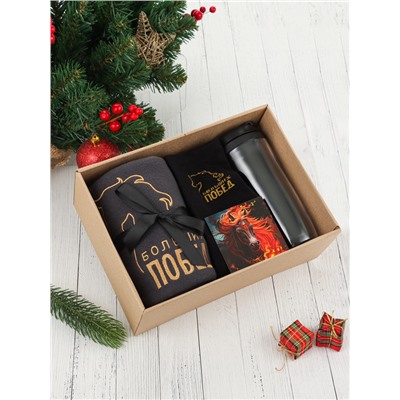 Подарочный набор новогодний «Больших побед», плед, перчатки и аксессуары