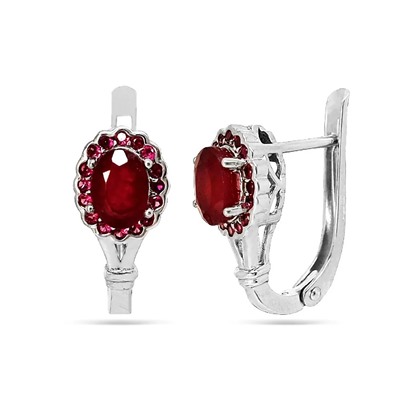 Серьги из серебра рубин корунд, нанорубин, SL-RIC54-1