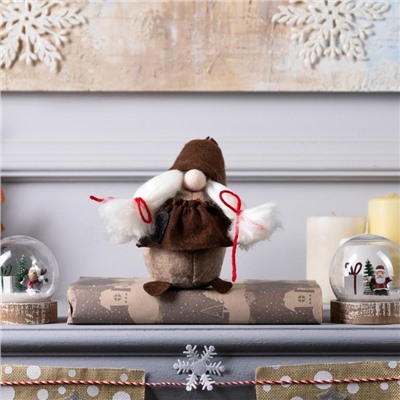 Светодиодная фигура «Гном-боровик» 8×20×8 см, текстиль, батарейки AG10×3 (в комплекте), свечение тёплое белое