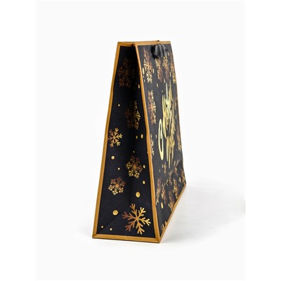 Пакет подарочный новогодний крафтовый, «С Рождеством», 30×26×9 см