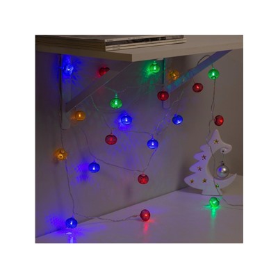 Гирлянда «Нить» 4 м с насадками «Шарик сетка», IP20, прозрачная нить, 20 LED, свечение мульти, 8 режимов, 220 В