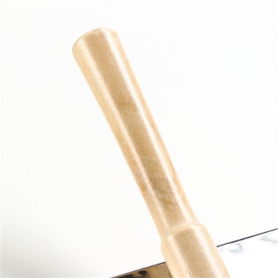 Пуходёрка большая Wood, 12×13 см, узкая, с каплями, деревянная ручка