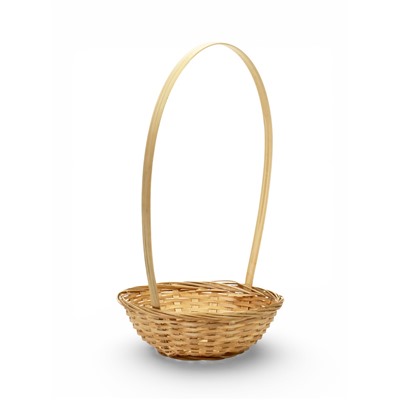 Корзина плетёная для хранения, 20×20×8 см, ручка h=21 см, бамбуковая, цвет натуральный, Greengo