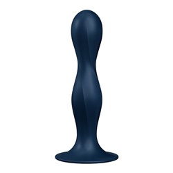 Темно-синий фаллоимитатор Double Ball-R - 17,8 см.