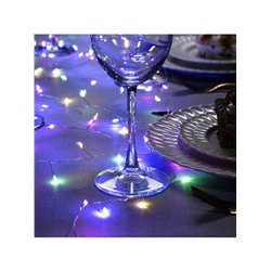 Гирлянда «Мишура» 5 м роса, IP20, серебристая нить, 100 LED, свечение мульти, USB