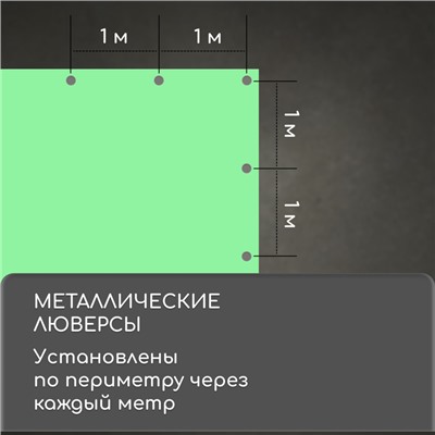 Тент защитный, 4×3 м, плотность 90 г/м², УФ, люверсы шаг 1 м, МИКС