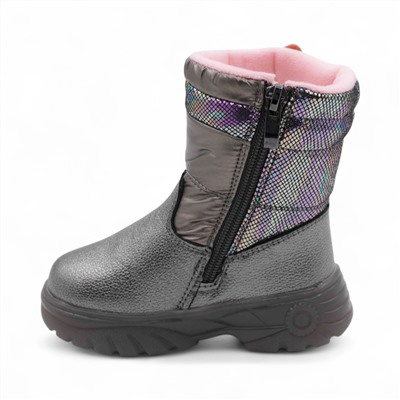 Ботинки на меху XV481-1-2 темно серебряные