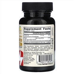 Jarrow Formulas, веганский метил B12 и метилфолат, повышенная сила действия, со вкусом лимона, 100 жевательных таблеток