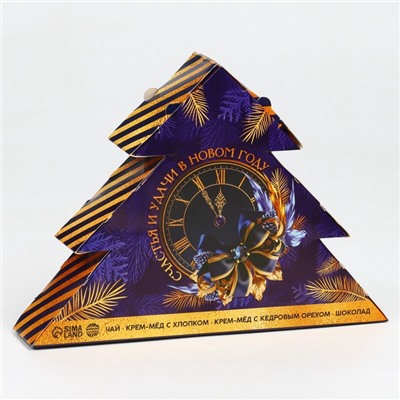 Подарочный набор новогодний «Счастья и удачи в Новом году»: чай, мёд кремовый, шоколад