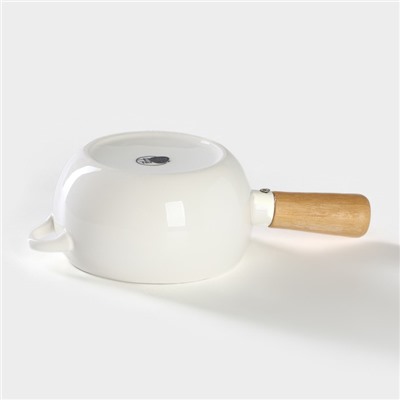 Супница BellaTenero, 400 мл, 20.5×11.5×6.5 см, с ручкой, на бамбуковой подставке, фарфор, белая