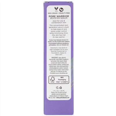 Pacifica, Pore Warrior Booster, сыворотка для сужения пор, 29 мл (1 жидк. унция)