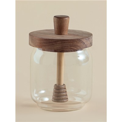 Баночка для мёда SL Home «Южная акация», 450 мл, 9×13.5 см, с крышкой и ложкой, стекло, прозрачная