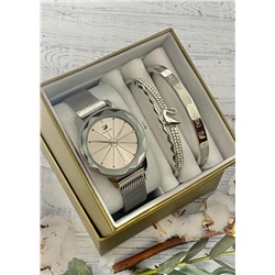 Подарочный набор для женщин часы, 2 браслета + коробка #22853274