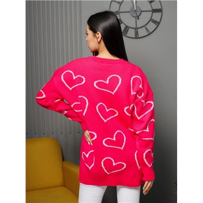 Джемпер удлиненный "Сердца"