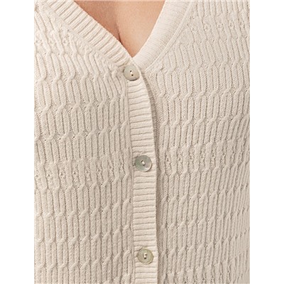 Кардиган тонкой ажурной вязки из хлопка и вискозы