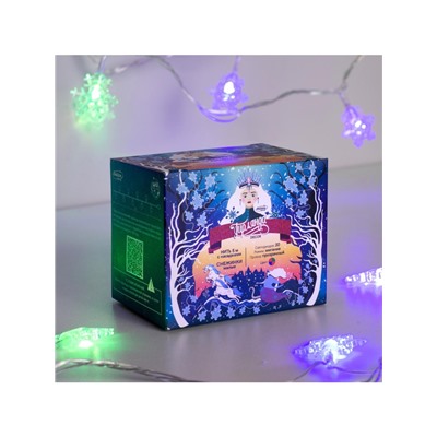 Гирлянда «Нить» 5 м с насадками «Снежинки малые», IP20, прозрачная нить, 20 LED, свечение мульти (RG/RB), мигание, 220 В