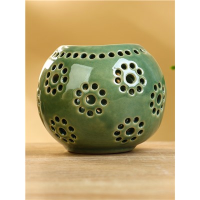 Подсвечник «Шар», 9×9×8 см, керамика, салатовый