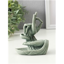 Подставка для благовоний «Мудра Витарка - Колесо учения», песчаник, стелющийся дым, 5.5×10.3×11.5 см