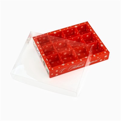Коробка под 12 конфет с ячейками «Новогодние сюжеты», 14.5×18.5×3 см