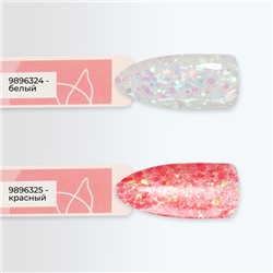 Полигель для наращивания, с блёстками, трехфазный, 15 мл, LED/UV, белый (61)