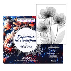 Картина по номерам 40х50 "Монохромная цветочная композиция" (8 цветов)