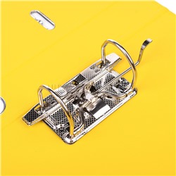 Папка с арочным механизмом A4 75 мм PP двусторонний разобранная, металлическая окантовка, запечатка форзаца, наварной карман с этикеткой, желтая