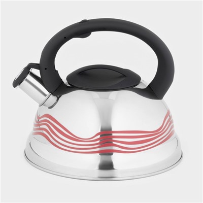 Чайник Доляна «Волна», 2.8 л, со свистком, с индикатором нагрева, фиксированная ручка, нержавеющая сталь