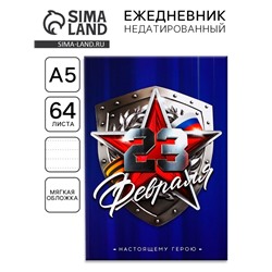 Ежедневник А5, 64 листа, недатированный, в точку А5, 64 листа «С 23 февраля»
