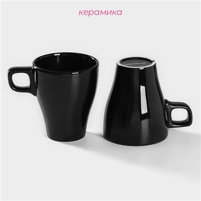 Кружки Доляна Coffee break, 300 мл, набор 2 шт., керамика, чёрные