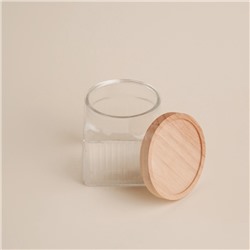 Банка для сыпучих продуктов SL Home «Афины», 1 л, 11×11.5 см, с деревянной крышкой. стекло, прозрачная