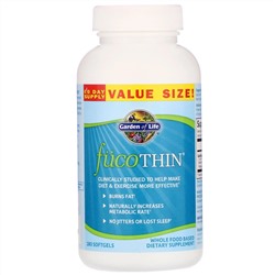 Garden of Life, FucoThin, нестимулирующий натуральный сжигатель жира, 180 мягких желатиновых капсул