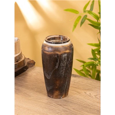 Подсвечник из дерева джати, d=7 см, 12×12×23 см, тёмно-коричневый