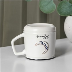 Кружка с крышкой и ложкой Moon, 350 мл, керамика, белая