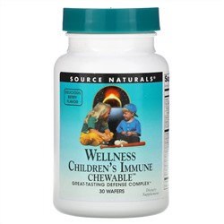 Source Naturals, Детские жевательные пастилки для поддержки иммунитета Wellness, со вкусом ягод, 30 пастилок