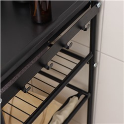 Стеллаж с корзиной для белья 2-х ярусный, 38×35×105 см, чёрный