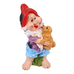 Садовая фигура из полистоуна «Гном с собачкой», 46×22×23 см