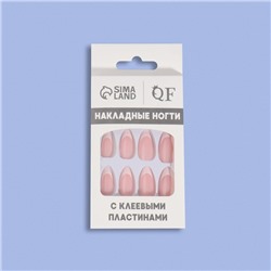 Накладные ногти Classic French, 24 шт., с клеевыми пластинами, форма миндаль, нежно-розовые
