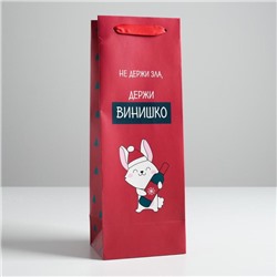 Пакет новогодний подарочный под бутылку «Не держи зла», 13×35×10 см