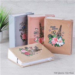 Фотоальбом 100 фото 10х15 Города / P-46100-1 /уп 96/*кожзам обложка (Пизанская башня, Серый)