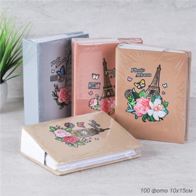 Фотоальбом 100 фото 10х15 Города / P-46100-1 /уп 96/*кожзам обложка (Пизанская башня, Серый)